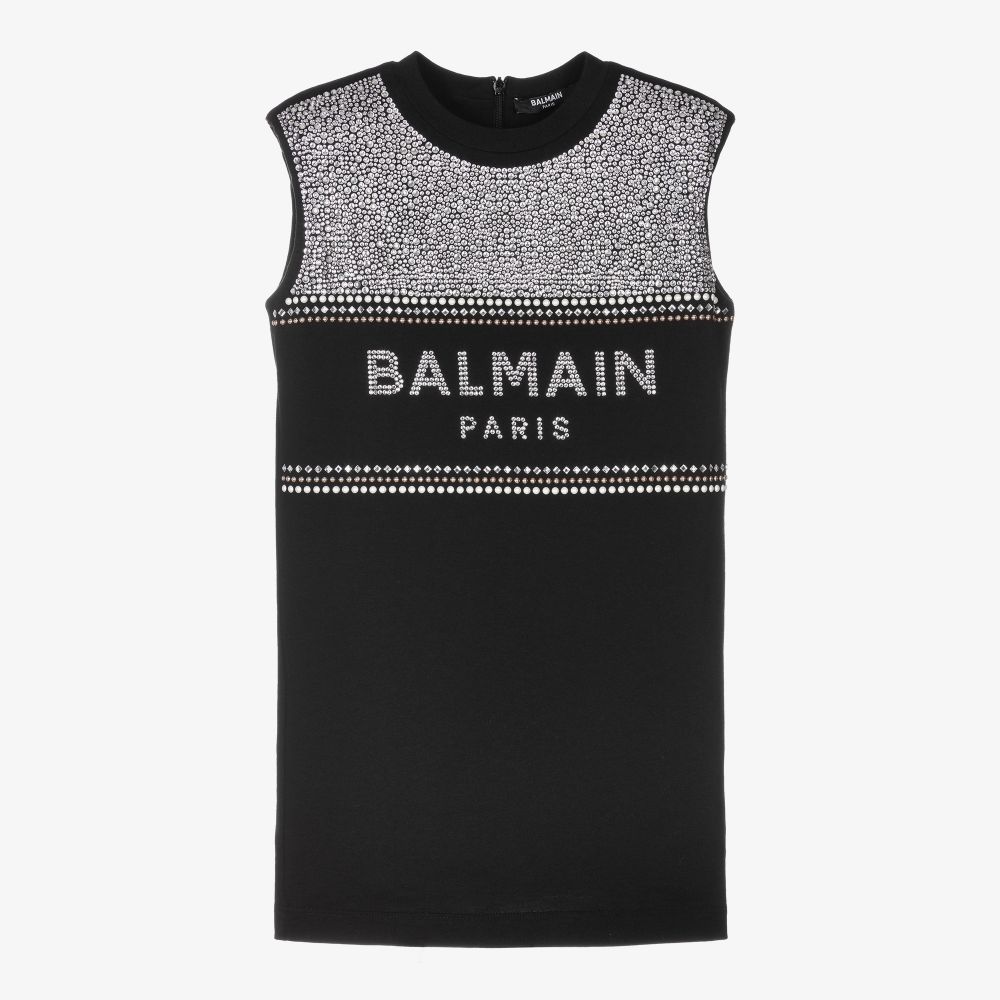Balmain - Черное хлопковое платье для девочек  | Childrensalon
