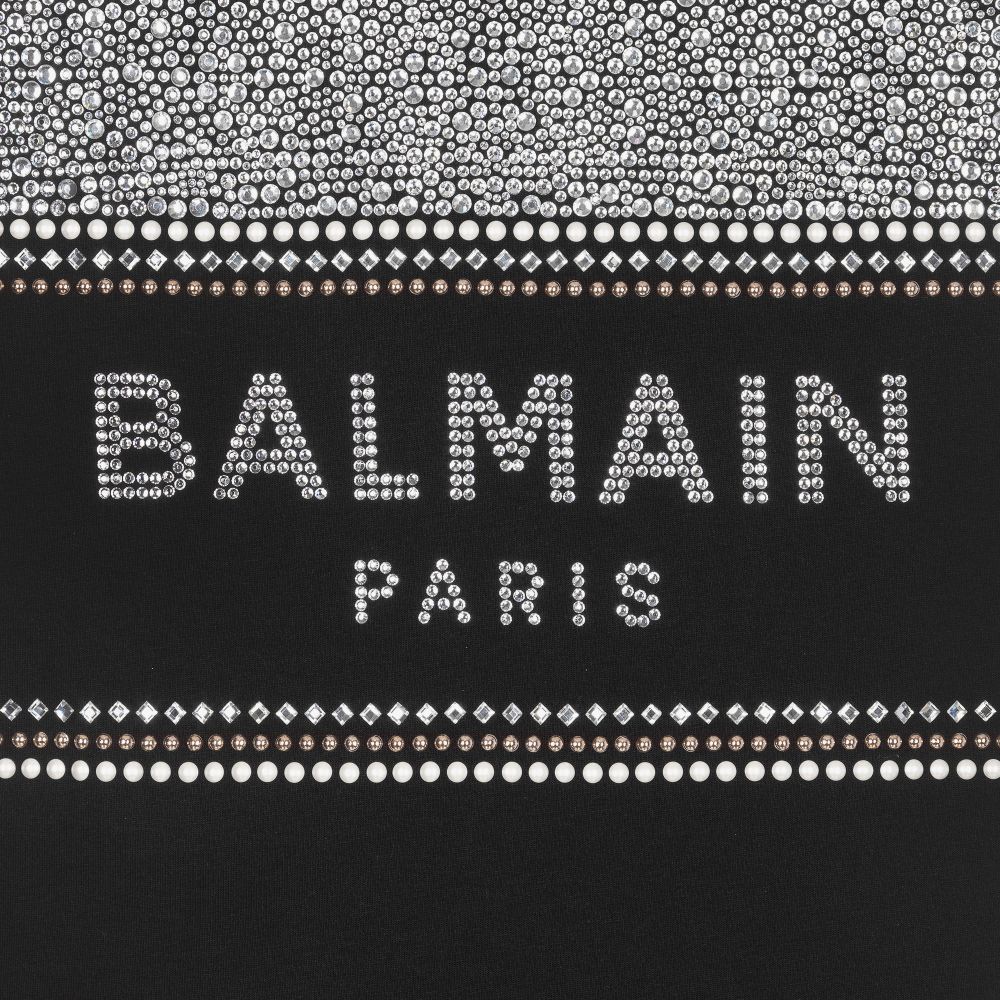Balmain - Girls Black Cotton Logo Dress | Childrensalon Outlet Balmain - Girls Black Cotton Logo Dress | Childrensalon Outlet