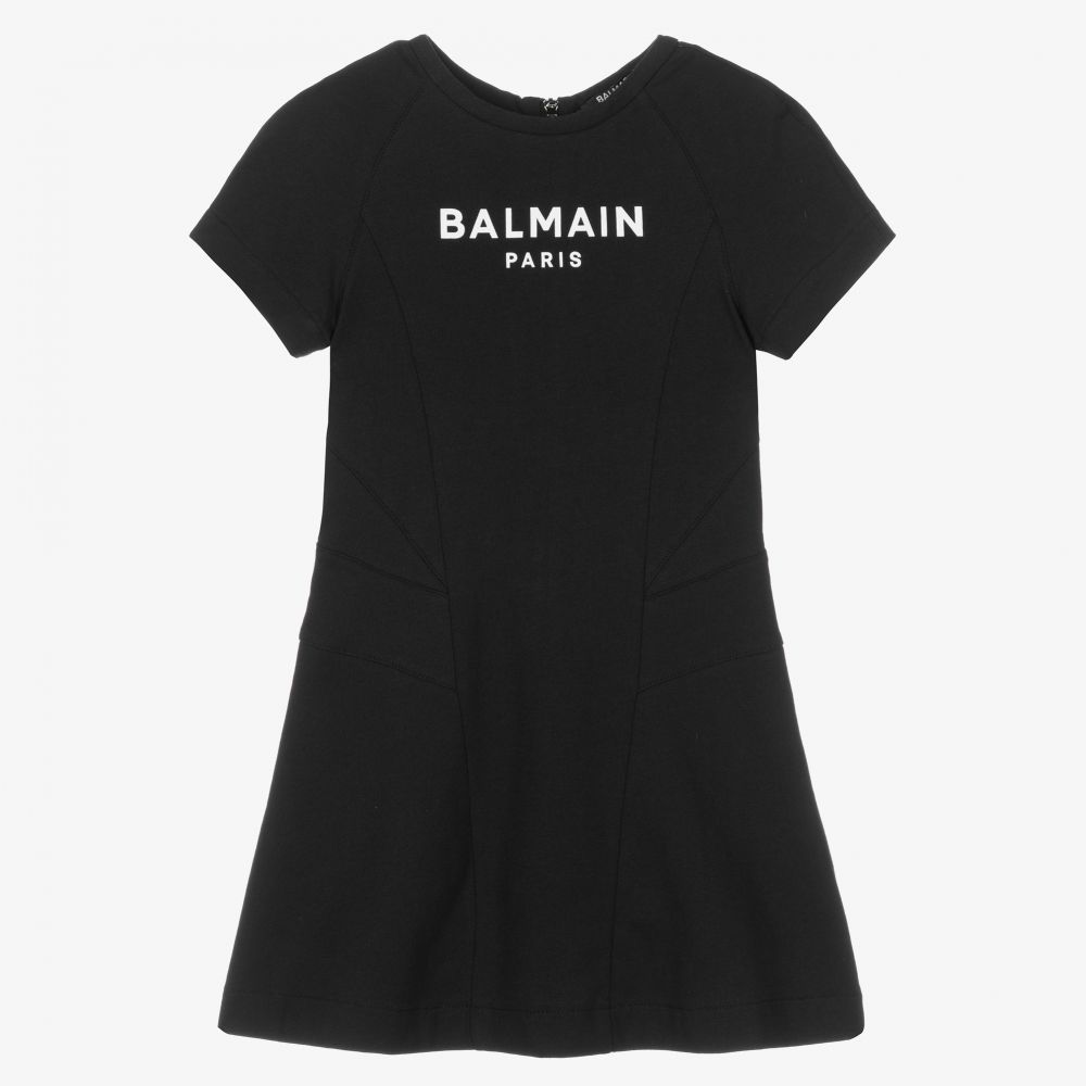 Balmain - Черное хлопковое платье для девочек | Childrensalon