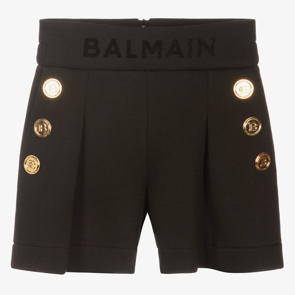 Balmain - Short noir en coton Fille | Childrensalon