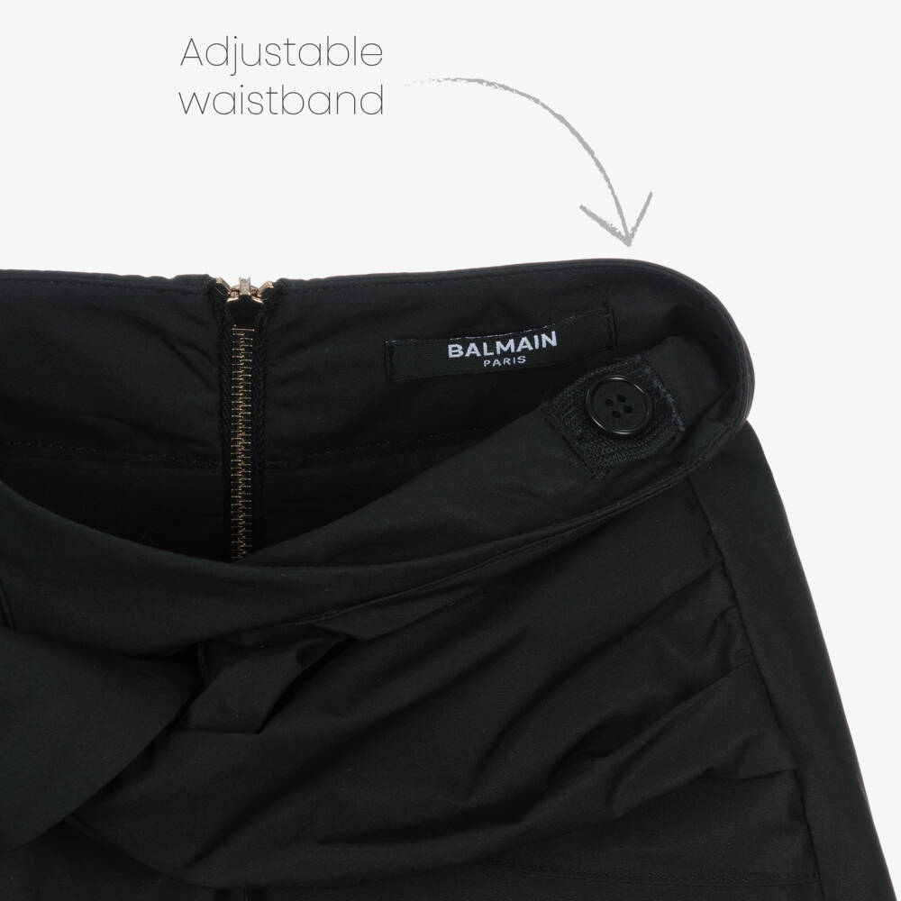 Balmain-Черные хлопковые шорты с завязками для девочек | Childrensalon Outlet