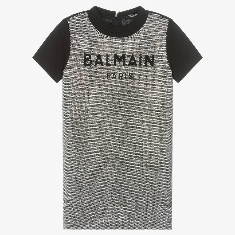 Balmain - Girls Black Diamanté Dress | Childrensalon