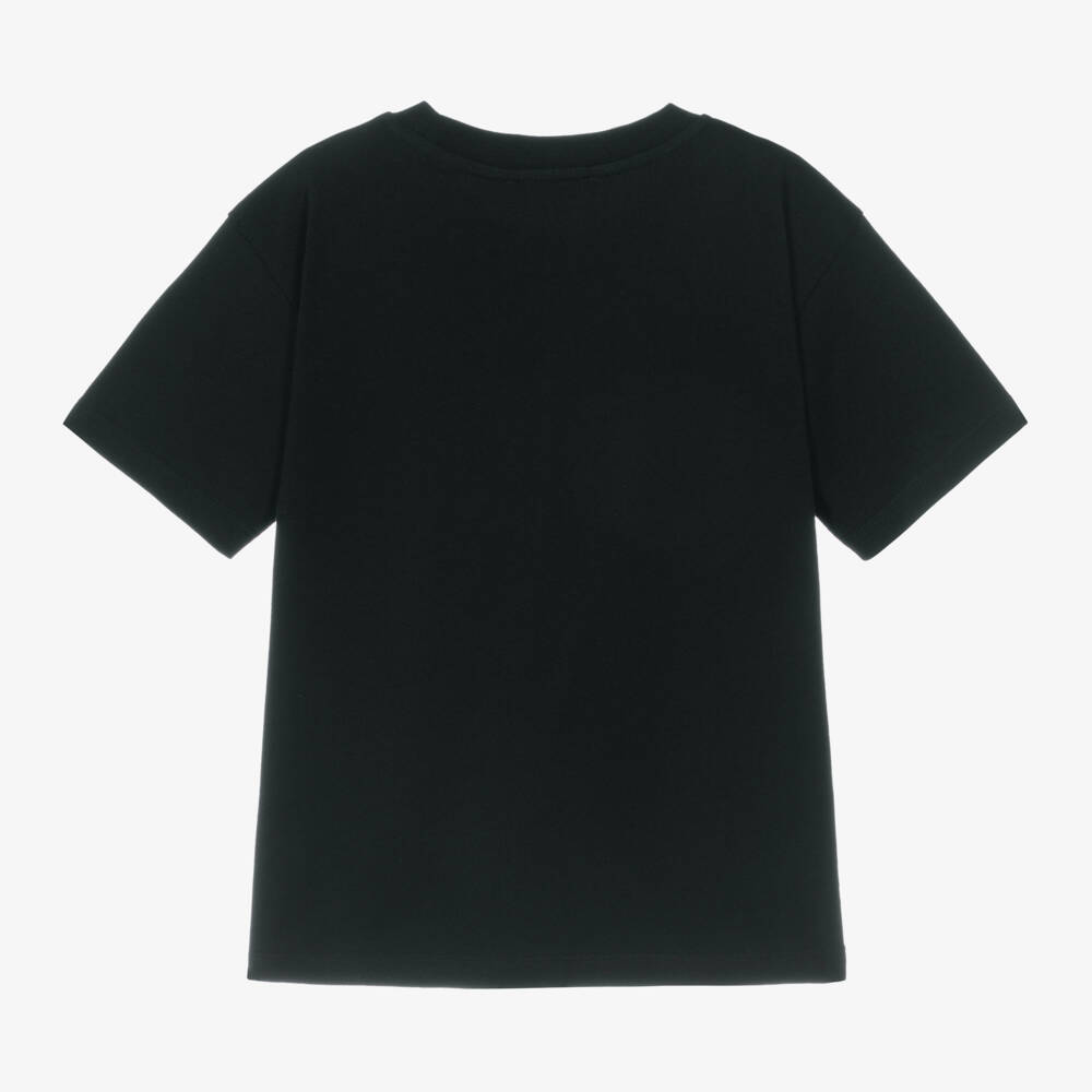 Balmain-تيشيرت بشعار ديامونتي قطن لون أسود للبنات | Childrensalon Outlet