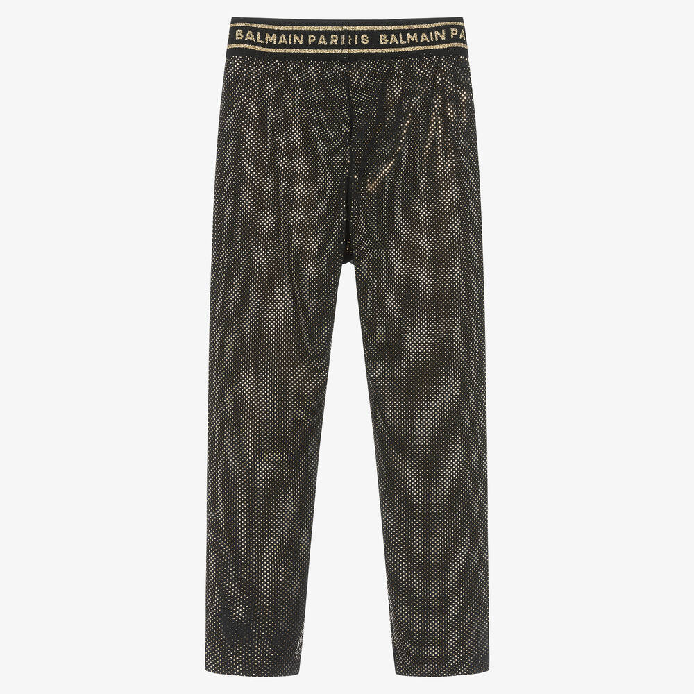 Girls black and gold leggings hotsell