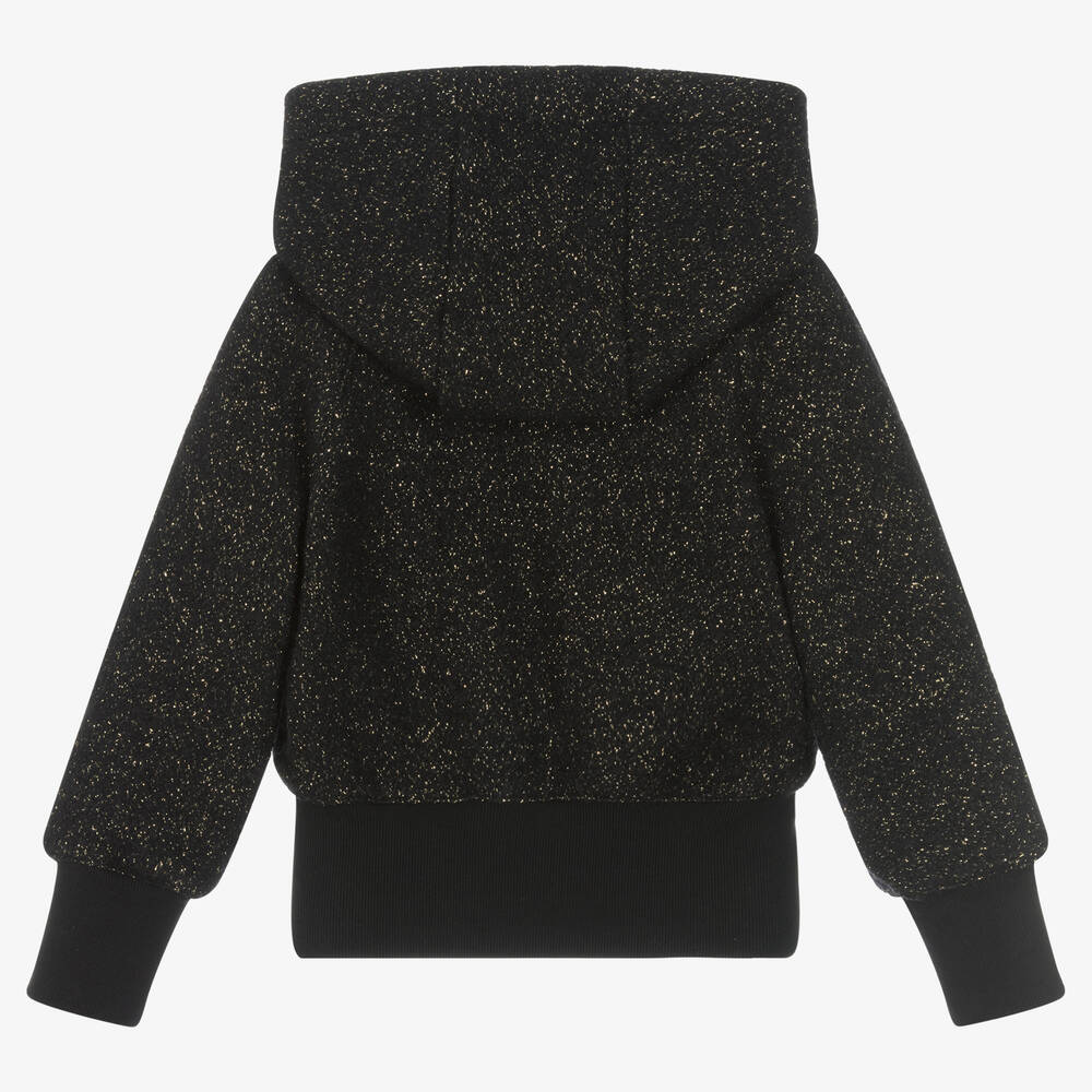 Balmain-Girls Black & Gold Wool Hoodie | Childrensalon Outlet