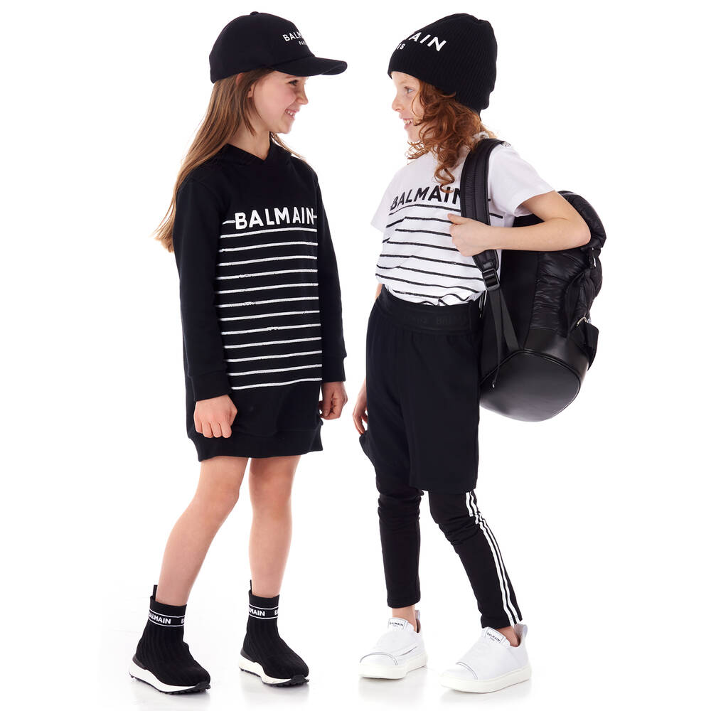 Balmain Girls Black Logo Hoodie Dress