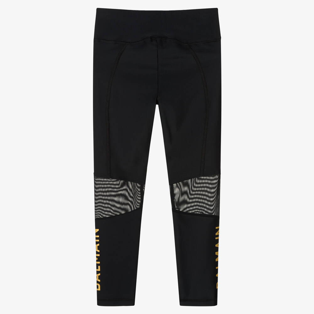 Balmain-Girls Black Logo Leggings | Childrensalon Outlet