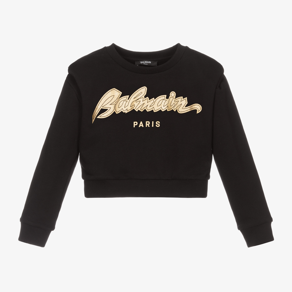 Balmain - Girls Black Logo Sweatshirt | Childrensalon