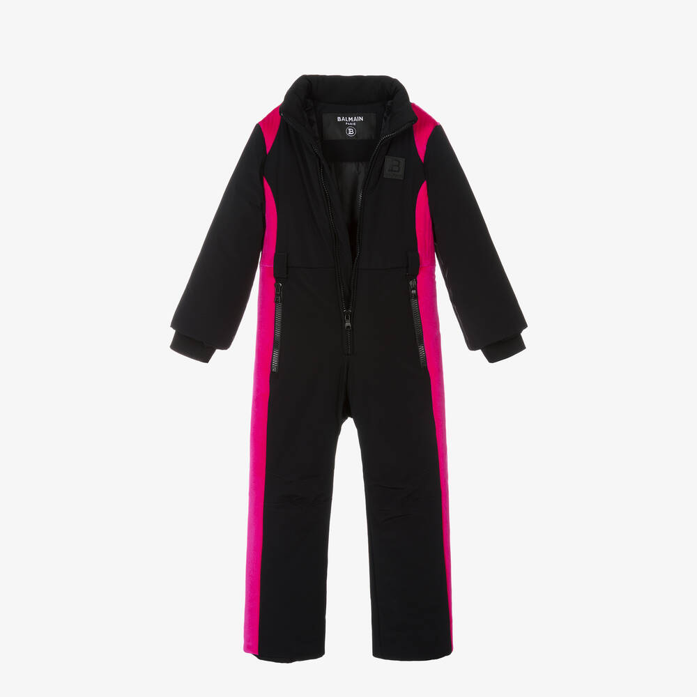 Balmain-Girls Black & Pink Snowsuit | Childrensalon Outlet