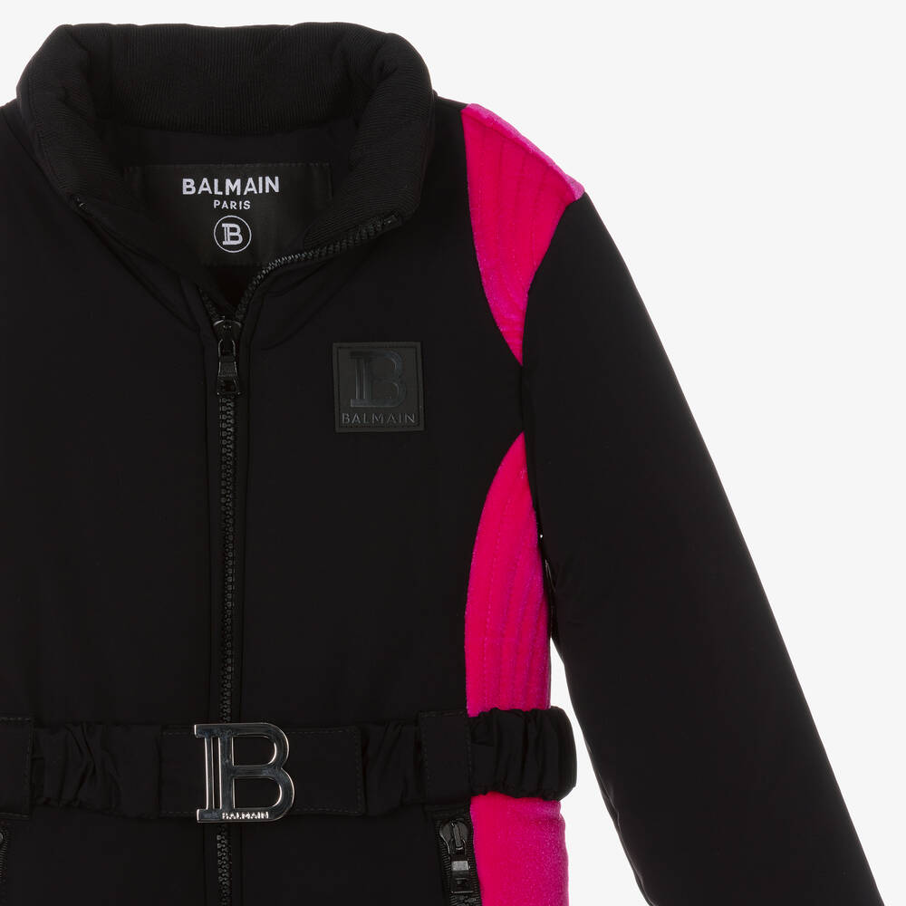 Balmain-Girls Black & Pink Snowsuit | Childrensalon Outlet