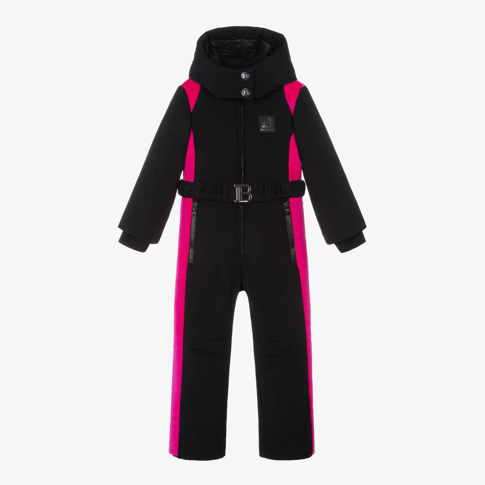 Balmain - Girls Black & Pink Snowsuit | Childrensalon