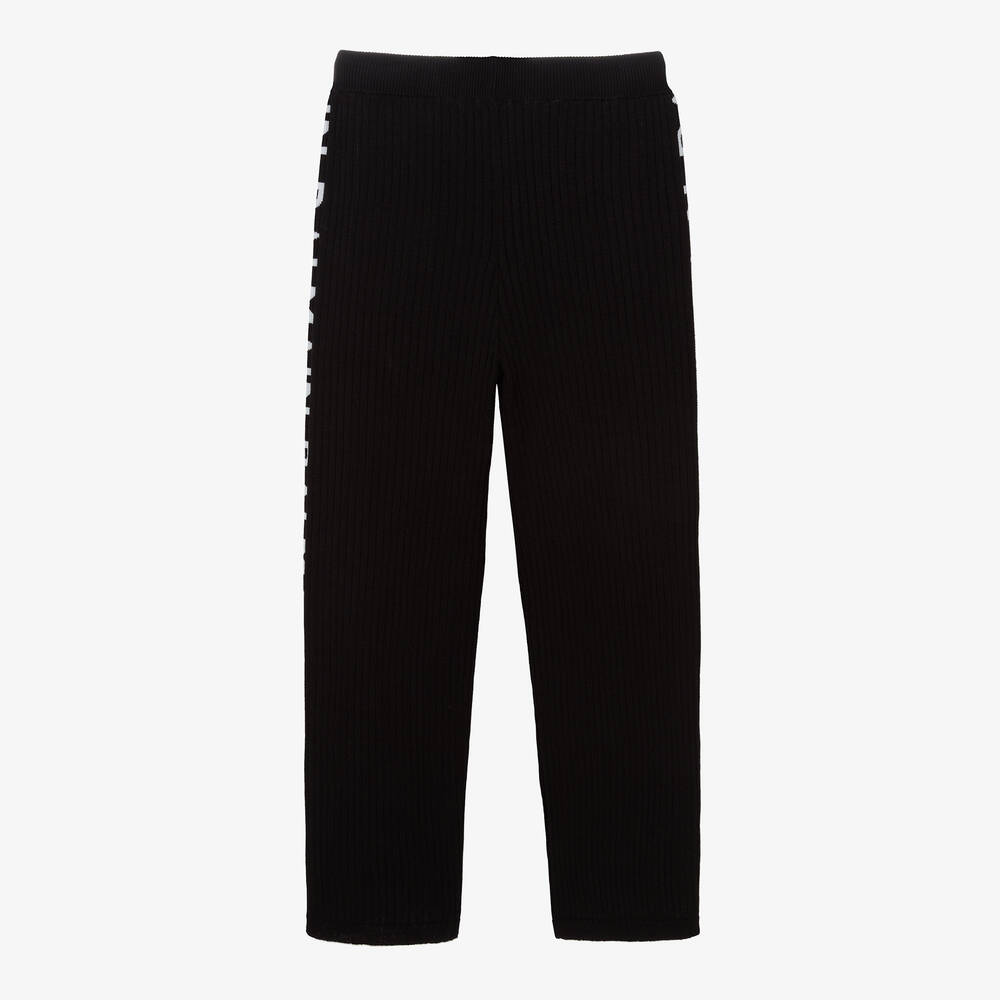 Balmain-بنطلون قطن محبوك لون أسود للبنات | Childrensalon Outlet