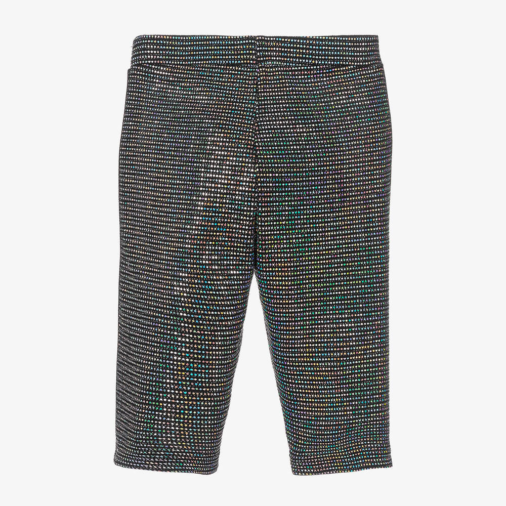 Balmain-Girls Black Sequinned Cycling Shorts | Childrensalon Outlet
