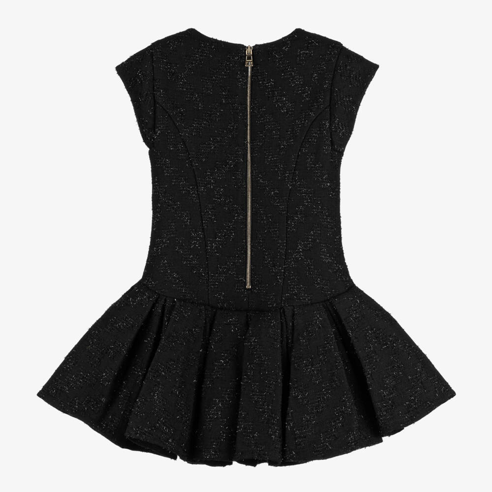 Balmain-Girls Black Sparkling Asymmetric Dress | Childrensalon Outlet