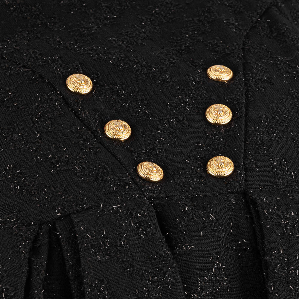 Balmain-Girls Black Sparkling Asymmetric Dress | Childrensalon Outlet