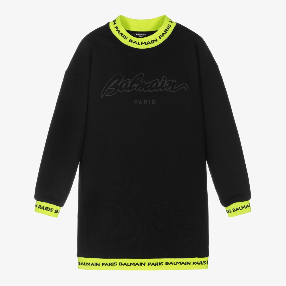 Balmain - Girls Black Sweatshirt Dress | Childrensalon