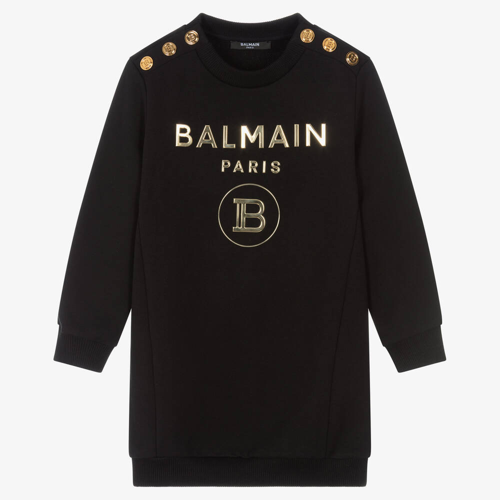 Balmain - Girls Black Sweatshirt Dress | Childrensalon