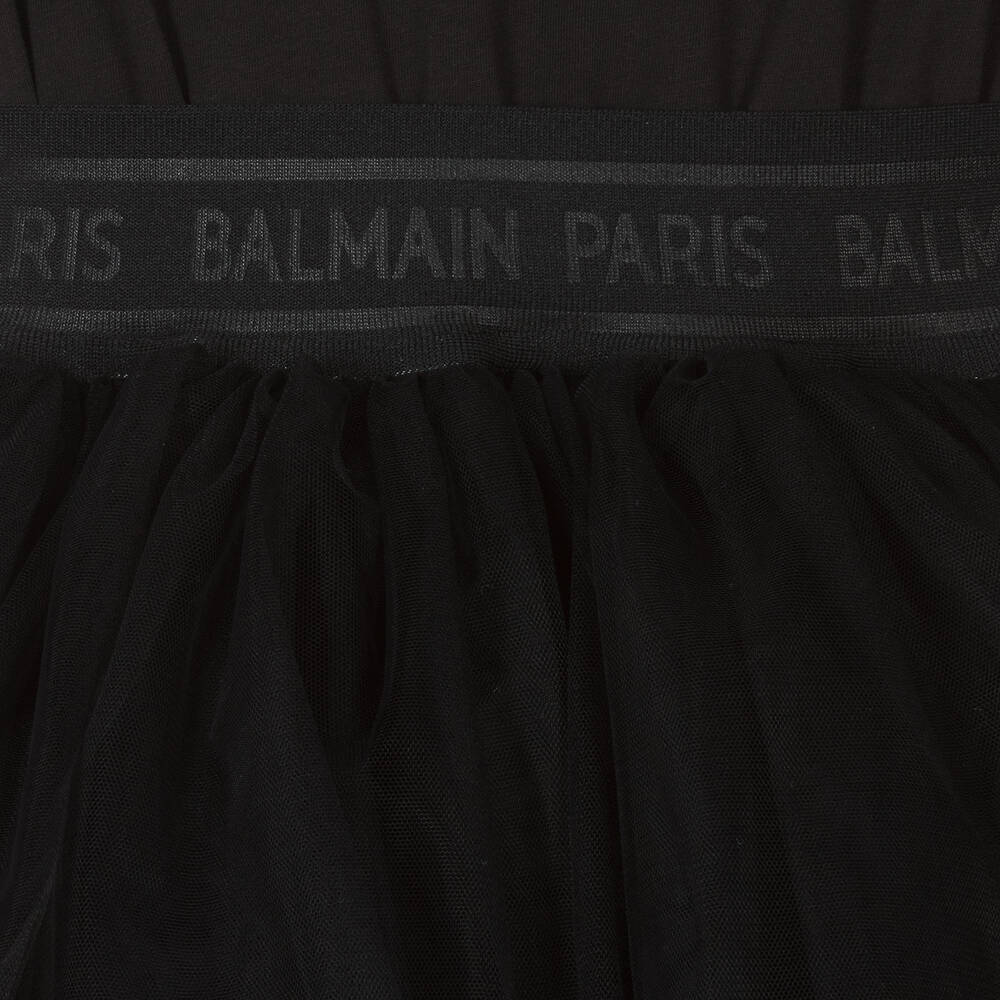 【送料&関税込】Balmain Tulle Bodysuit Cutout tulle bodysuit in black - Balmain | Mytheresa
