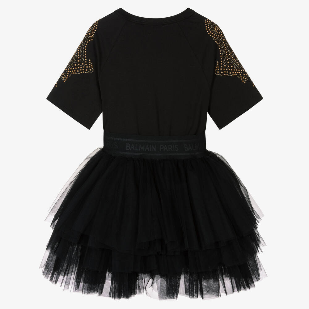 Balmain - Girls Black Tulle Dress | Childrensalon Outlet