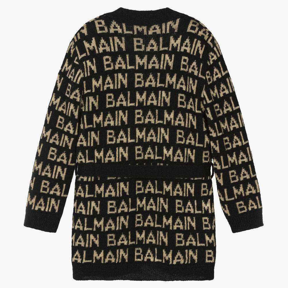 Balmain-Girls Black Wool & Cashmere Cardigan | Childrensalon Outlet