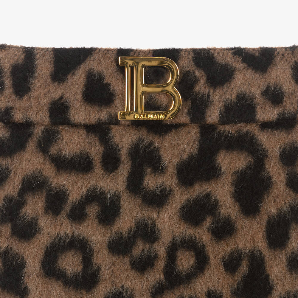 Balmain-Коричневая юбка с леопардовым принтом | Childrensalon Outlet