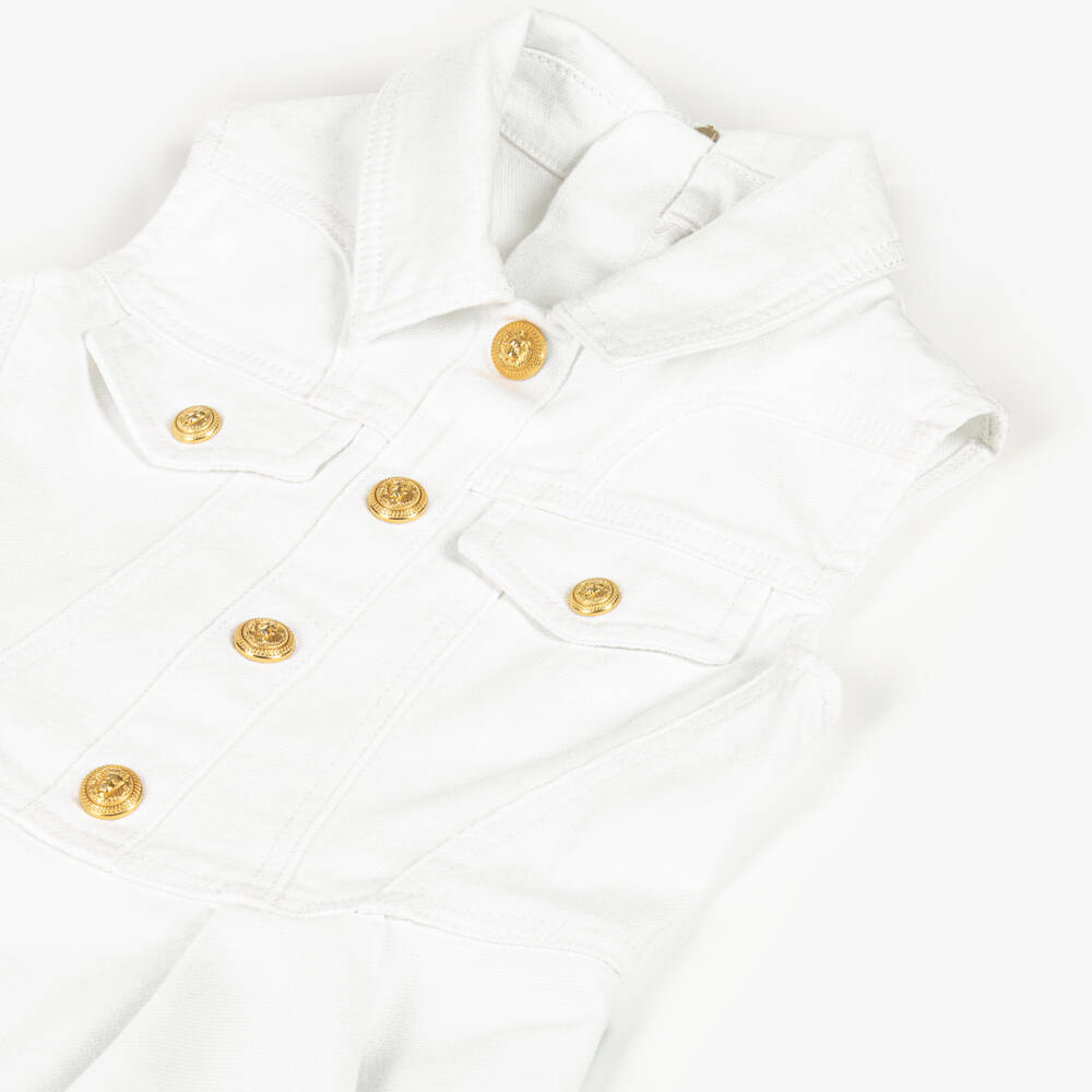 Balmain-Шикарное белое джинсовое платье без рукавов для девочек | Childrensalon Outlet