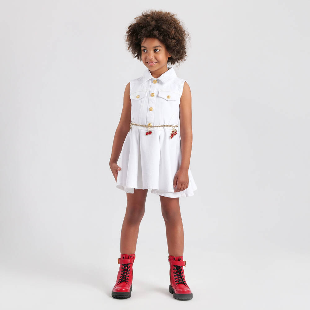 Balmain-Шикарное белое джинсовое платье без рукавов для девочек | Childrensalon Outlet