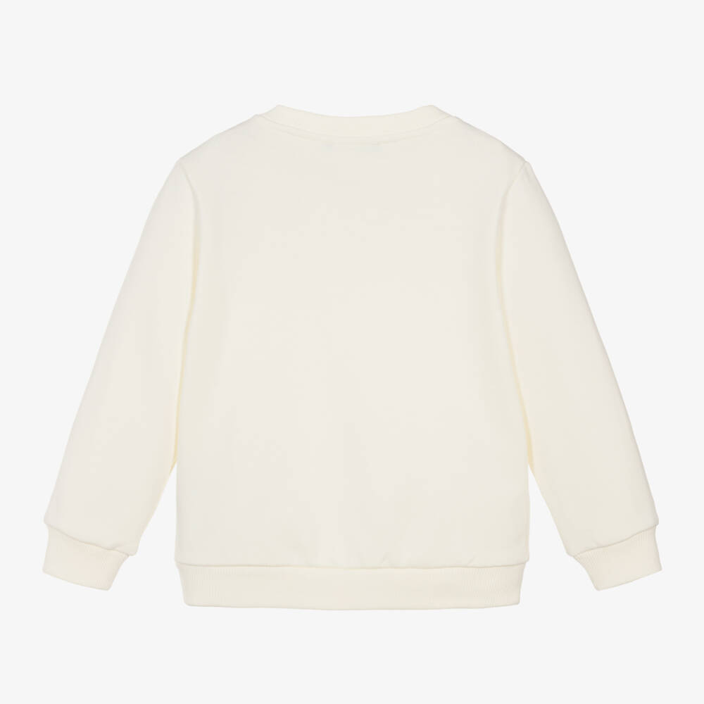 Balmain-سويتشيرت مطرز قطن جيرسي لون عاجي للبنات | Childrensalon Outlet