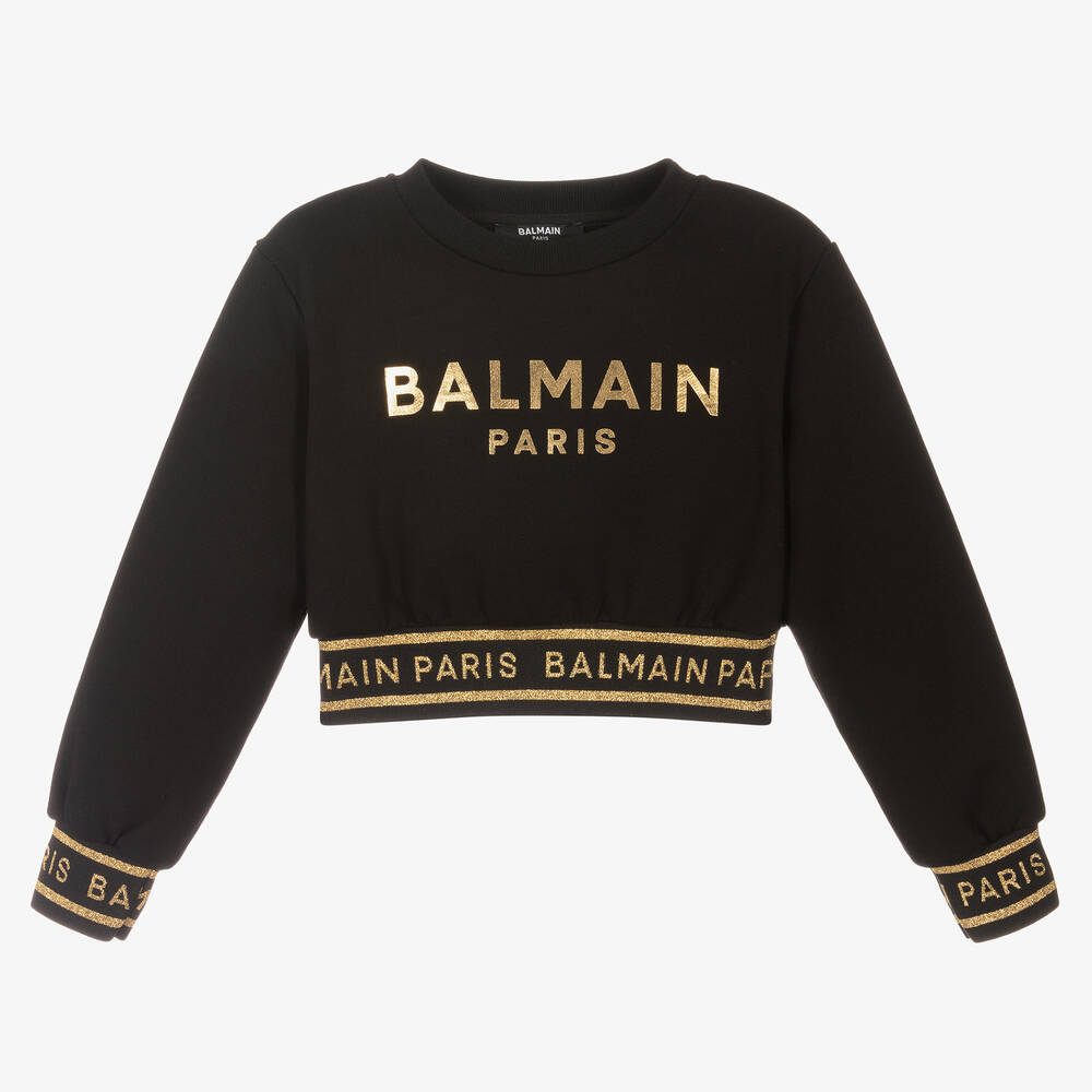 Balmain - Schwarzes, kurzes Sweatshirt (M) | Childrensalon