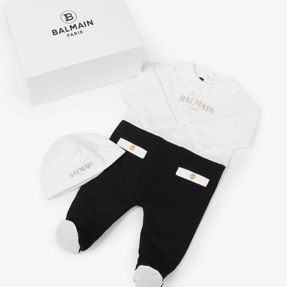 Balmain-طقم أنيق للبنات باللون الأسود | Childrensalon Outlet