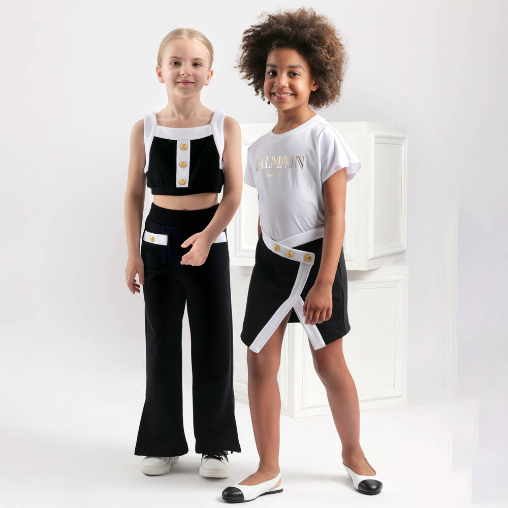 Balmain-Элегантные черные брюки с разрезом для девочек | Childrensalon Outlet