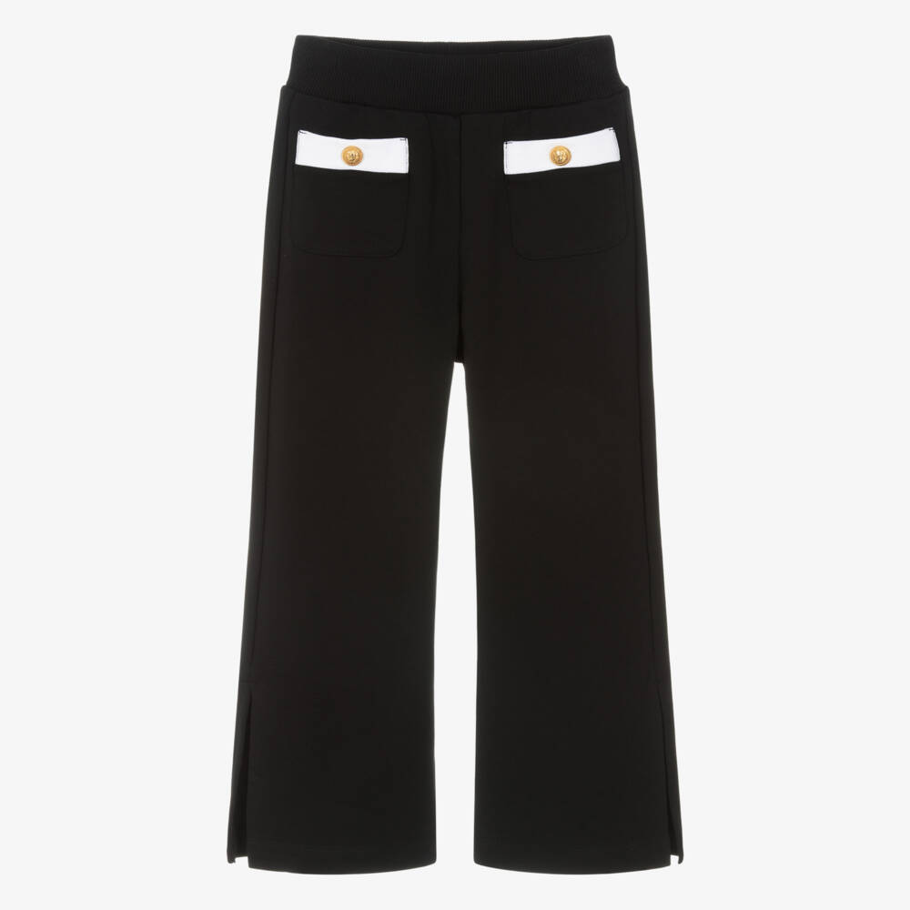 Balmain-Girls Elegant Black Split Hem Pants | Childrensalon Outlet