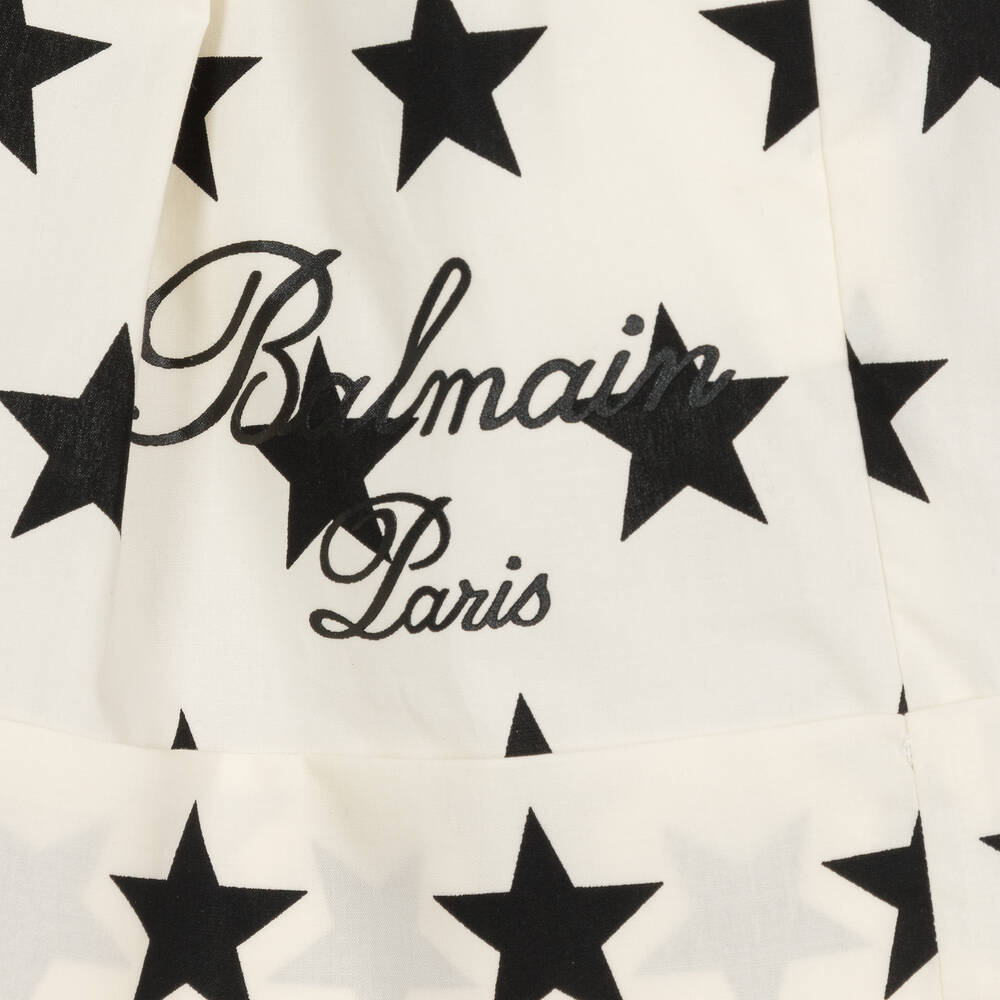 Balmain-Girls Ivory Cotton Star Print Shorts | Childrensalon Outlet