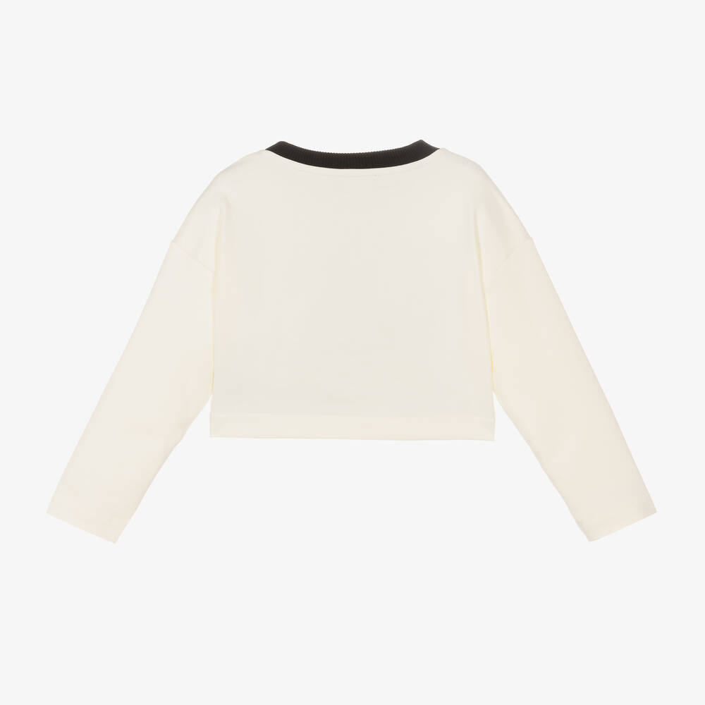 Balmain Girls Ivory Cotton Star Sweatshirt