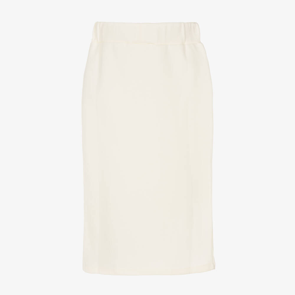 Balmain-Girls Ivory Midi Skirt with Buttons | Childrensalon Outlet
