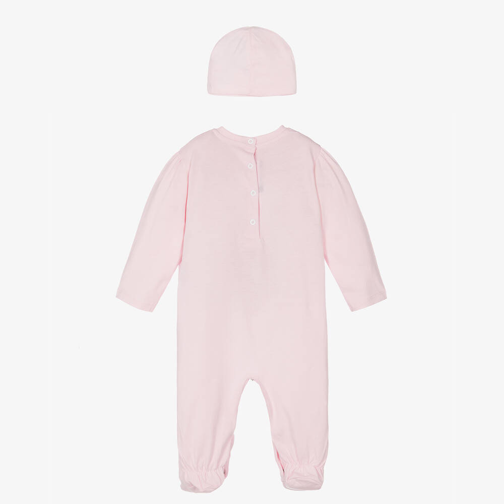 Balmain-طقم أفرول قطن لون زهري للمولودات | Childrensalon Outlet