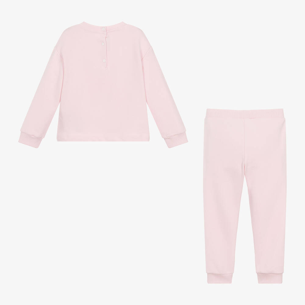 Balmain-Girls Pink Embroidered Cotton Tracksuit | Childrensalon Outlet
