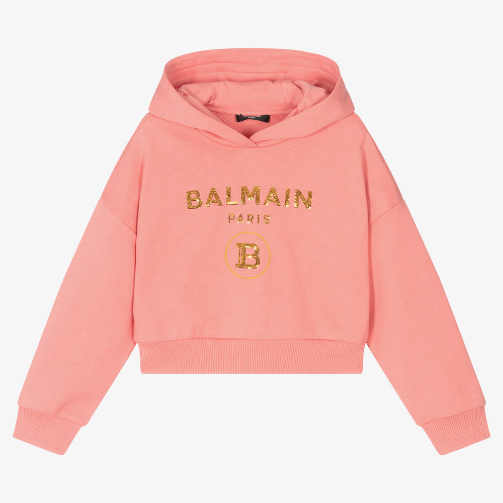 Balmain - Girls Pink Hooded Sweatshirt | Childrensalon