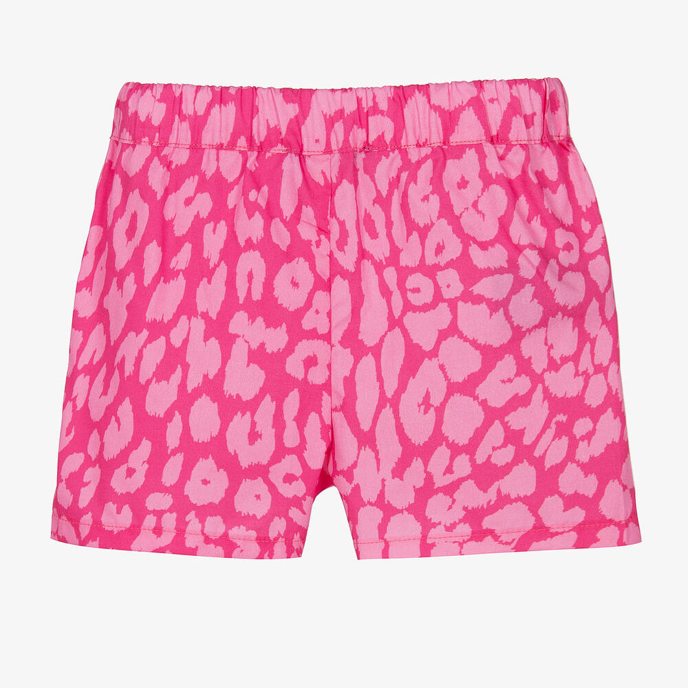 Balmain-Girls Pink Leopard Print Cotton Shorts | Childrensalon Outlet
