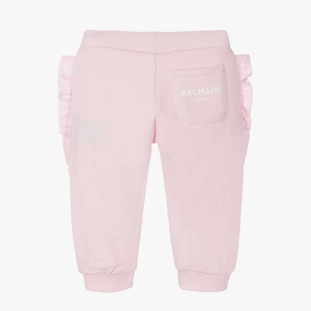 Balmain-Girls Pink Ruffle Joggers | Childrensalon Outlet