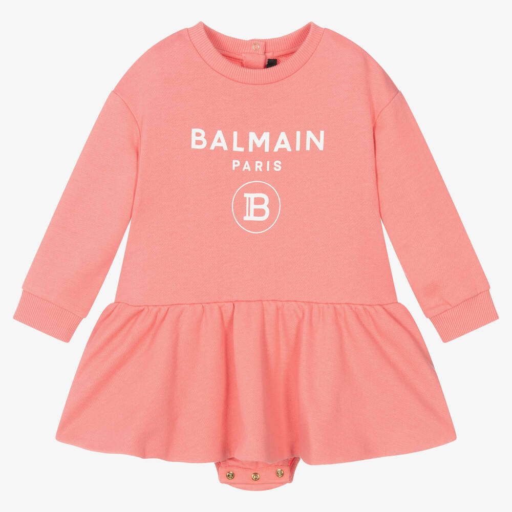Balmain-Girls Pink Sweatshirt Dress  | Childrensalon Outlet