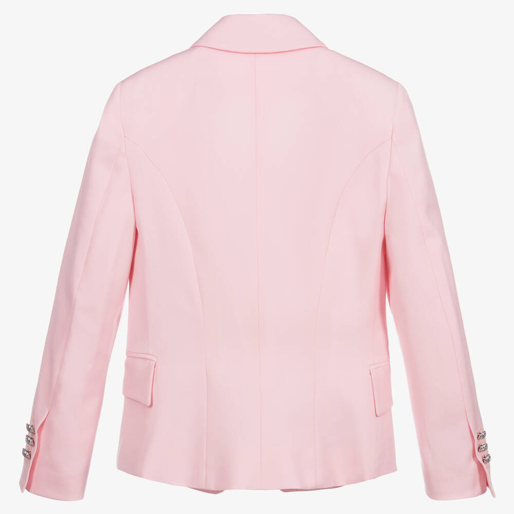 Balmain Girls Pink Wool Blazer Childrensalon Outlet