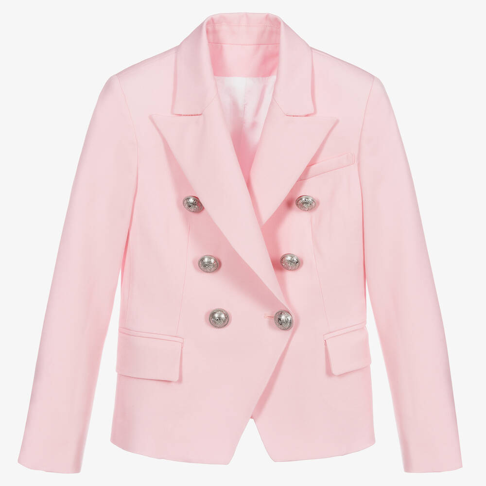 Balmain - Rosafarbener Wollblazer für Mädchen | Childrensalon