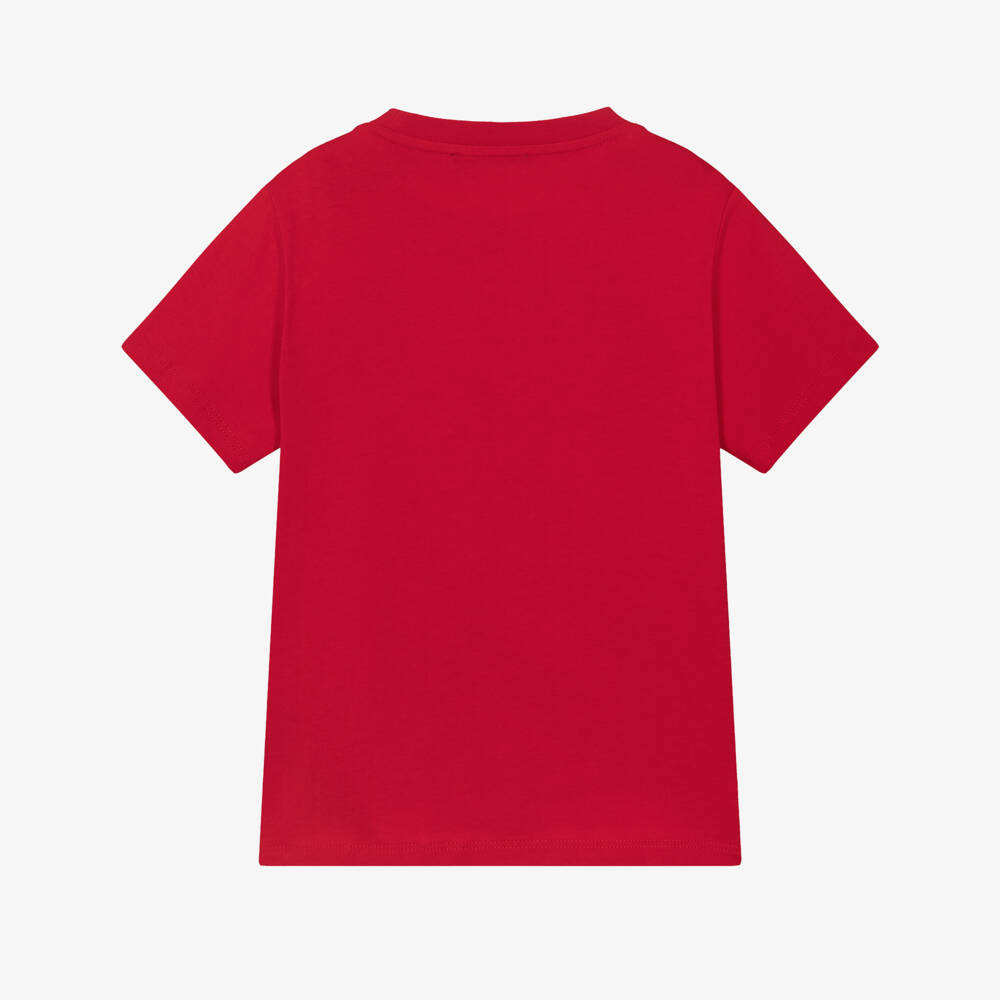 Balmain-Girls Red Logo-Embellished Tee | Childrensalon Outlet