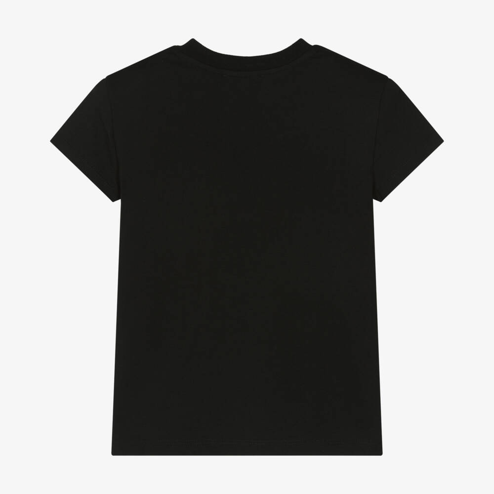Balmain-Girls Sleek Black Shoulder-Enhanced Tee | Childrensalon Outlet