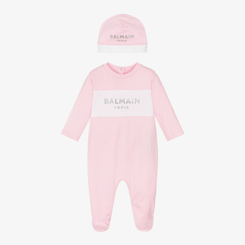 Balmain-طقم بناتي ناعم من القطن الوردي | Childrensalon Outlet