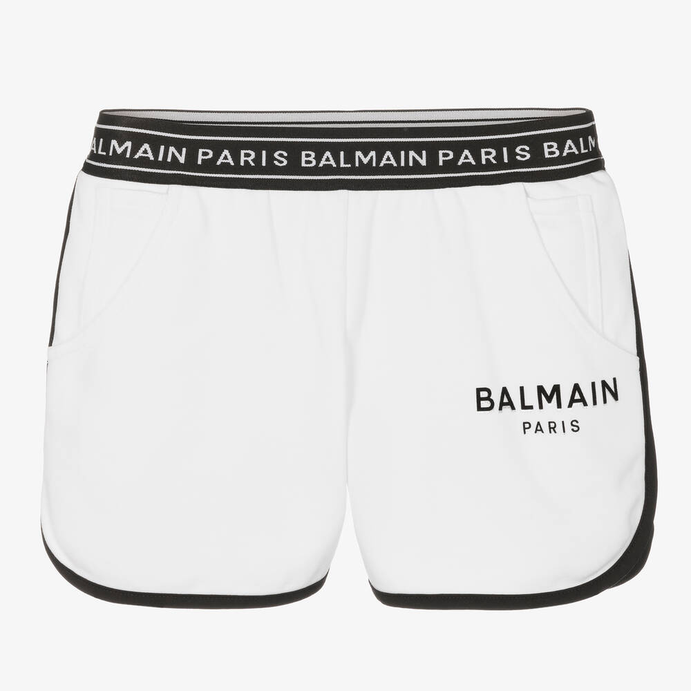 Balmain - شورت قطن عضوي لون أبيض للبنات | Childrensalon