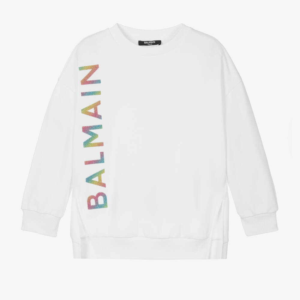 Balmain - Белый хлопковый свитшот | Childrensalon