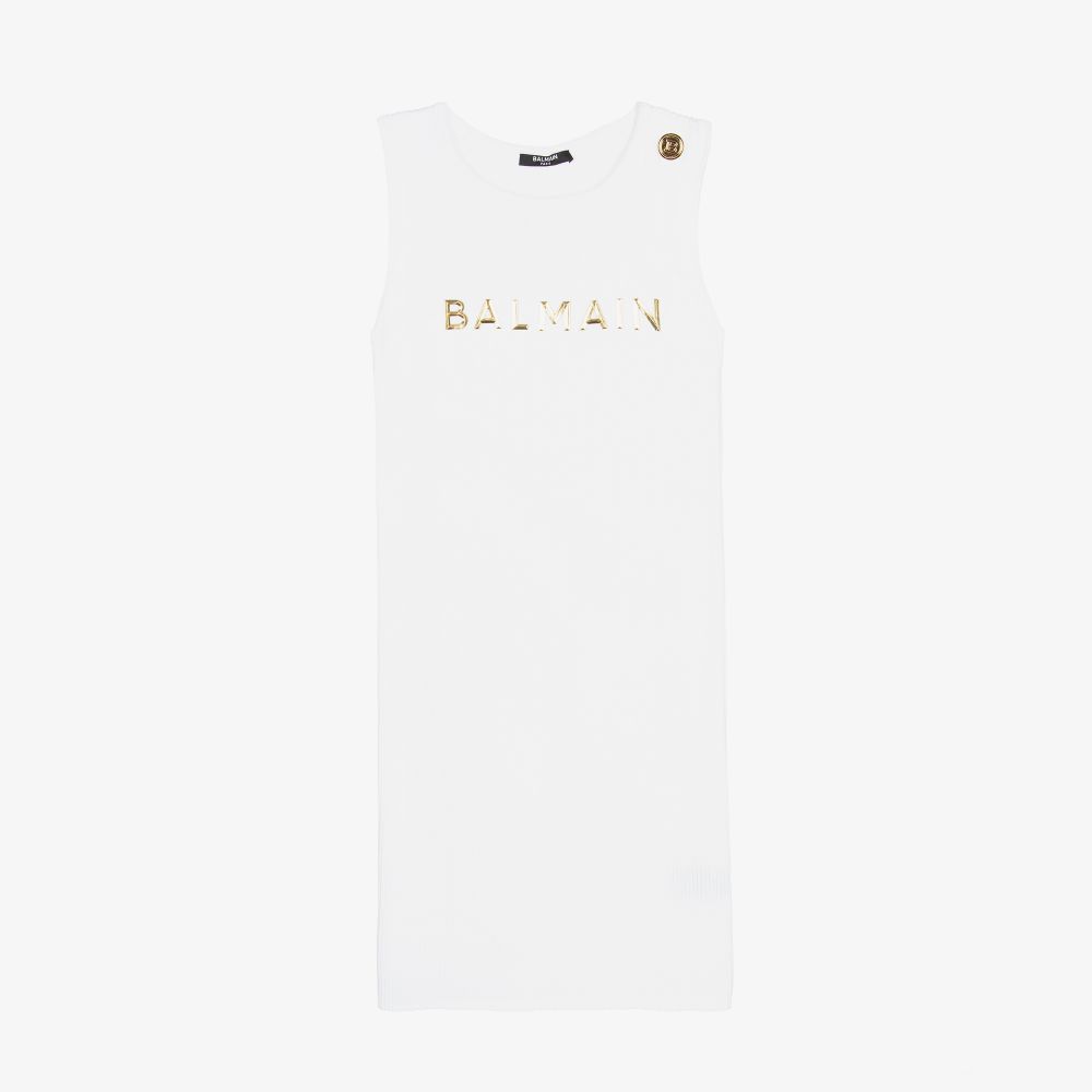 Balmain - Kleid in Weiß und Gold (M) | Childrensalon