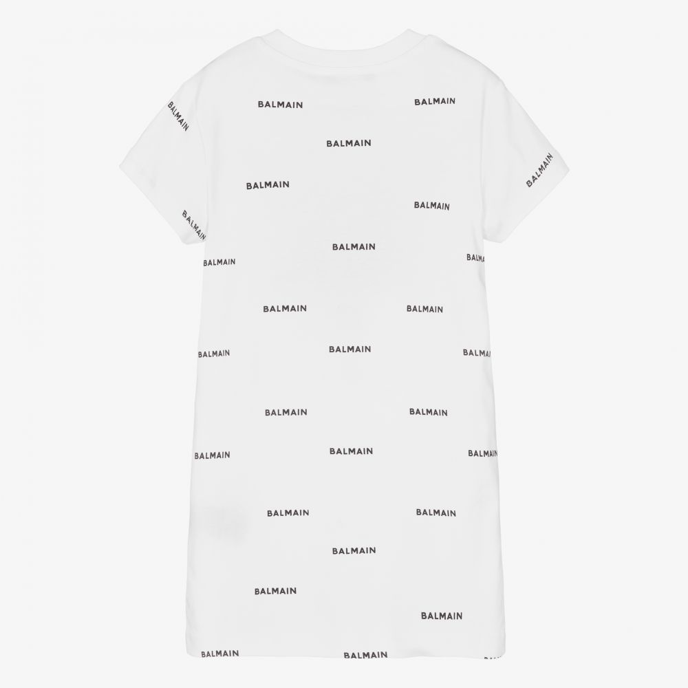 Balmain-فستان قطن لون أبيض | Childrensalon Outlet